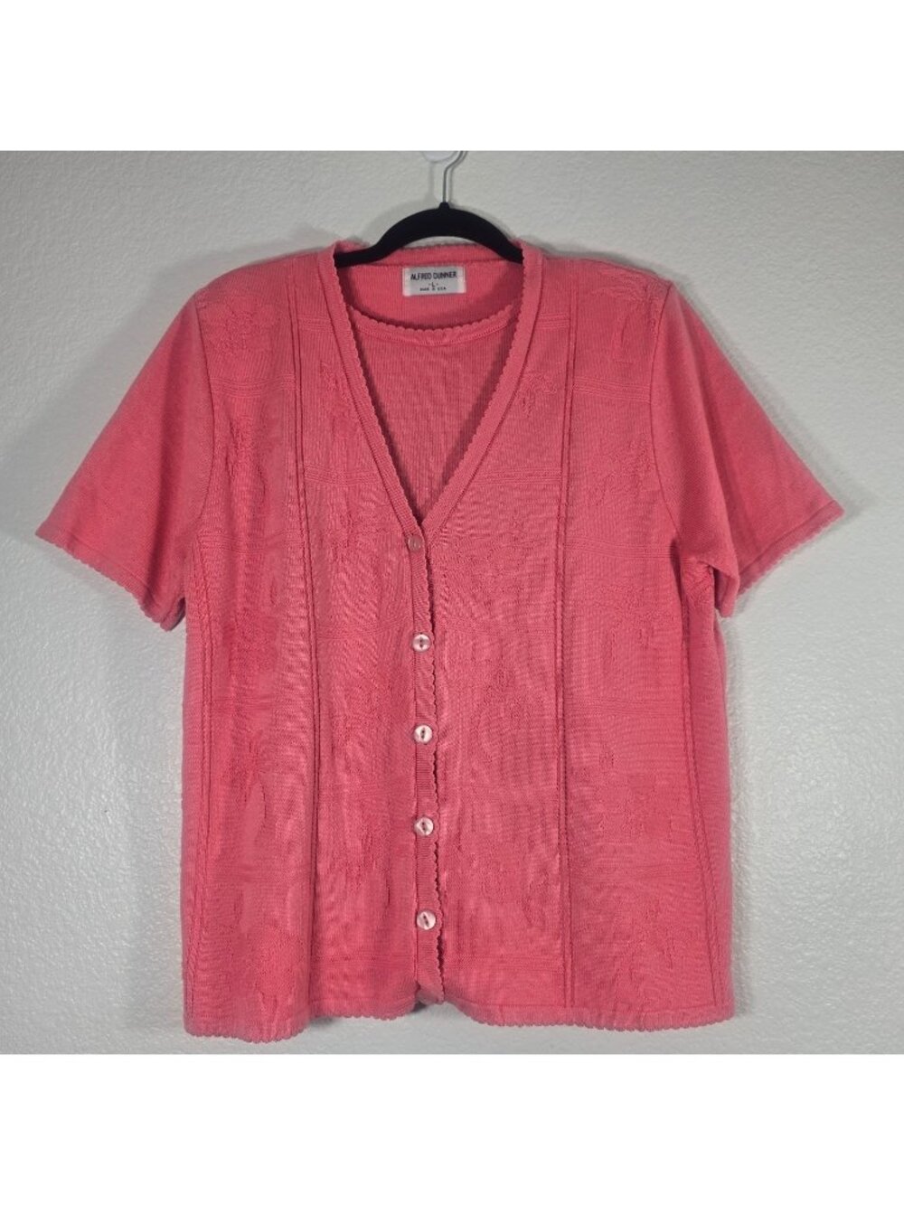 Alfred Dunner Button Down Shirt Women Large Coral Floral Cottagecore Grandmacore
